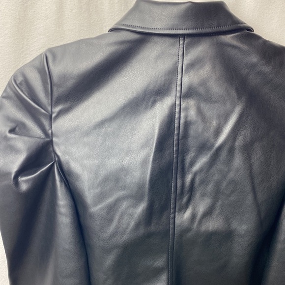 7 for all mankind Faux leather puff sleeve top NWT! Size S, black - Picture 15 of 15